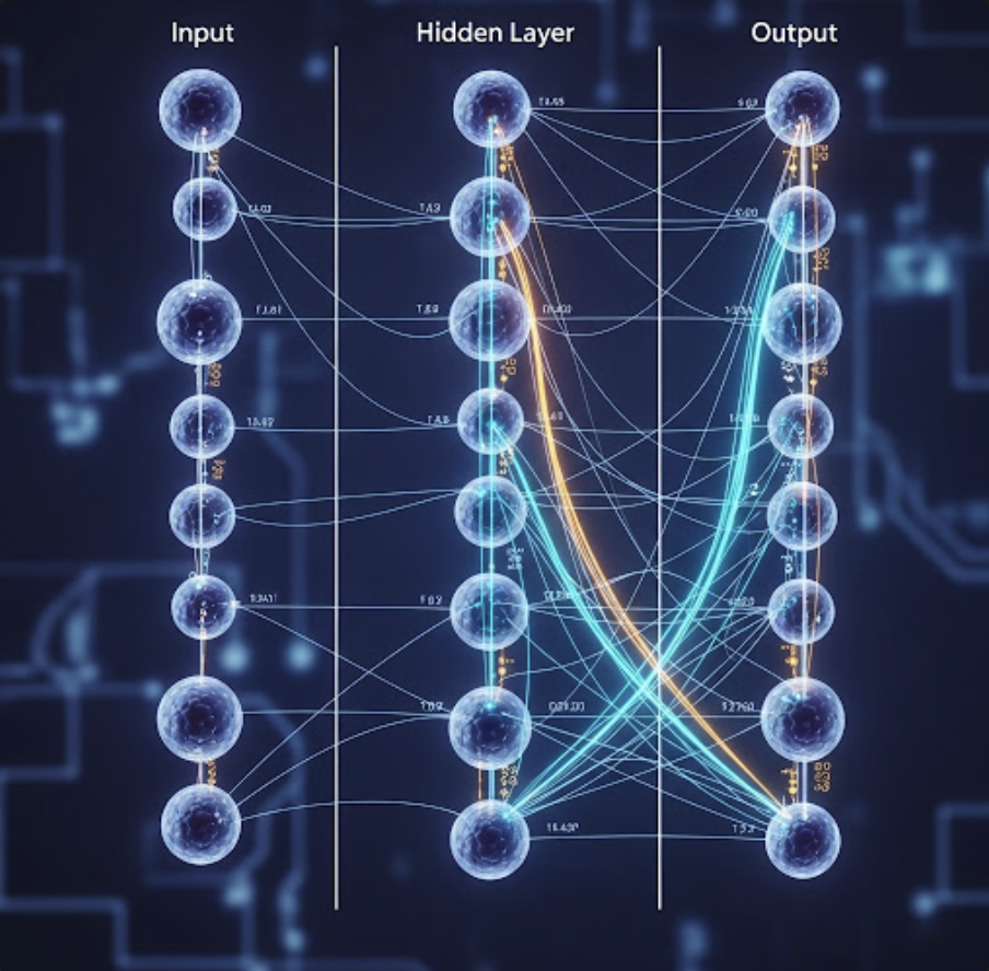 A detailed diagram of an AI neural network, as visualised by Gemini